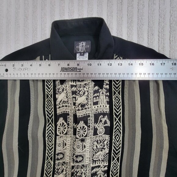 Vintage Husky Club Men Small Black White Embroidered Button Up Shirt Long Sleeve - Picture 6 of 9